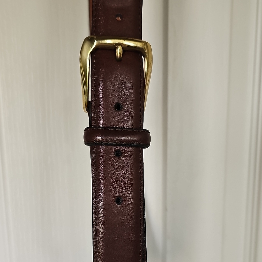 Vintage Full Grain Leather And Solid Brass Belt Size 30 To 34